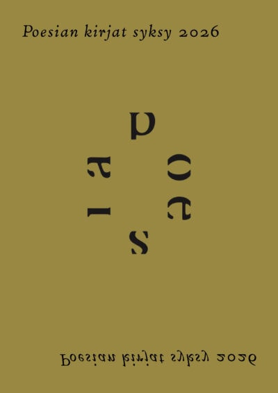 Metsänvihreä taustakuva, jossa Poesian logo ja teksti Poesian syksy 2026.